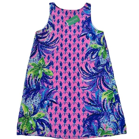 NWT Lilly Pulitzer Jackie Silk Shift Pecking Order Print Sleeveless Dress - Picture 5 of 14